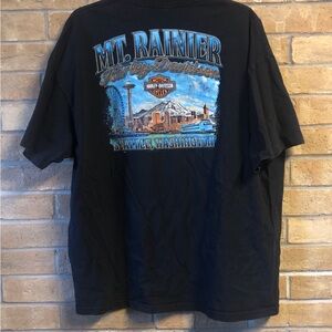 Harley Davidson Shirt Mt. Rainier Seattle Washington Motorcycle Black Sz 3XL